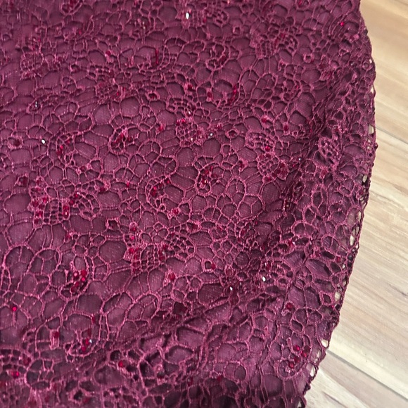 ALYCE Paris Maroon Lace 2Pc Formal Cocktail Prom Dress Size 0 Halter - Picture 3 of 4